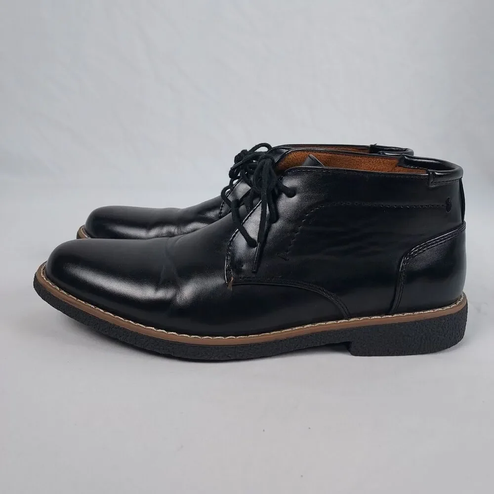 Deer Stags Zeus Chukka Boots Mens 7 Black Leather Lace Up Casual